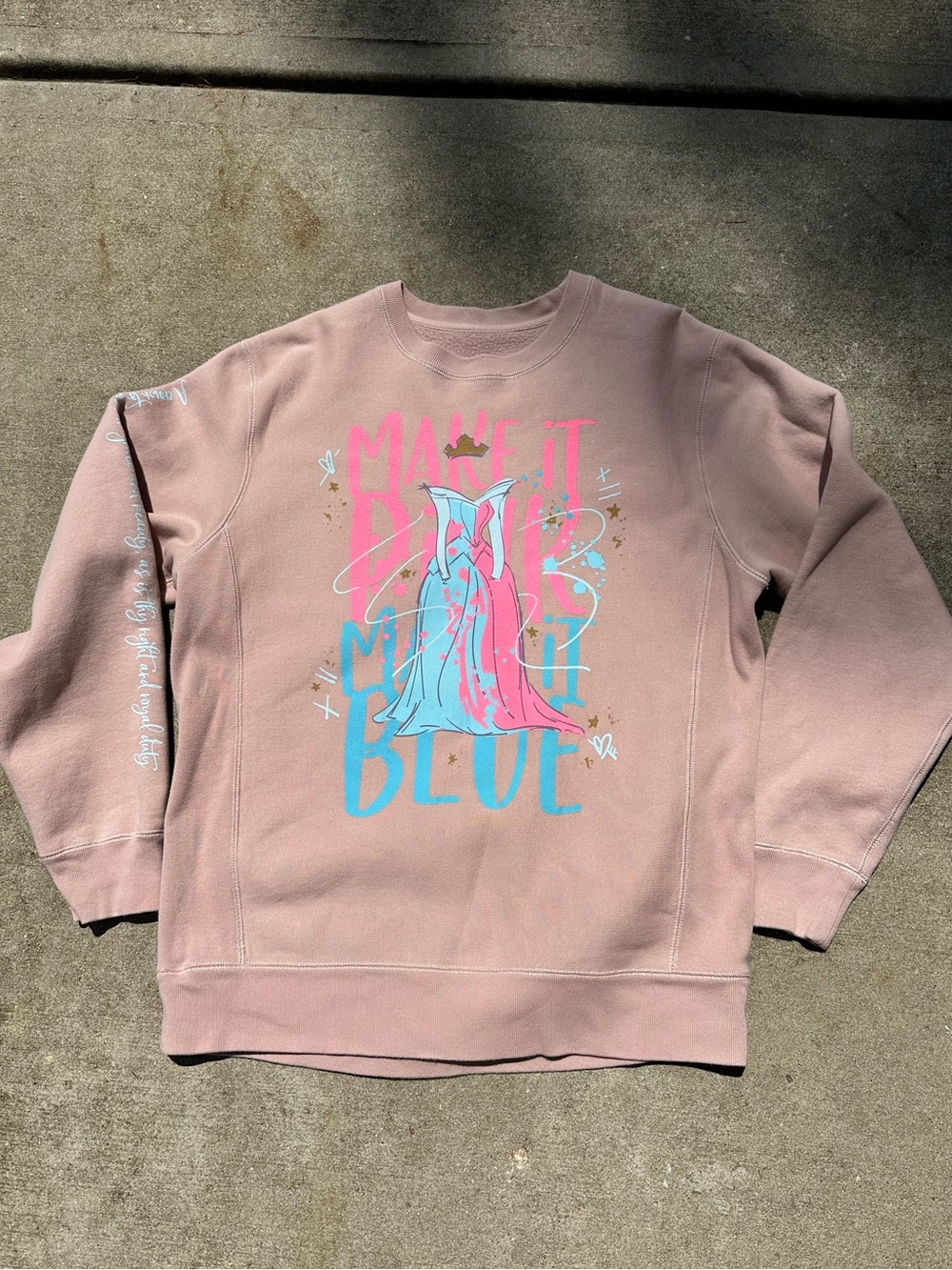 Zip A Dee Tee Cinderella dusty Blush Crewneck Sweatshirt Large Disney